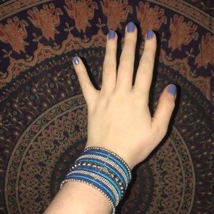 Blue beaded cuff bracelet